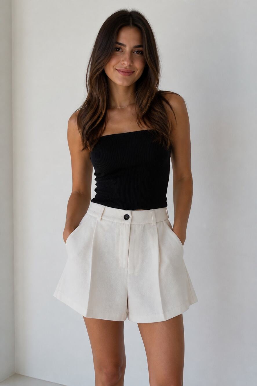SHEIN White High Waist Flared Shorts S